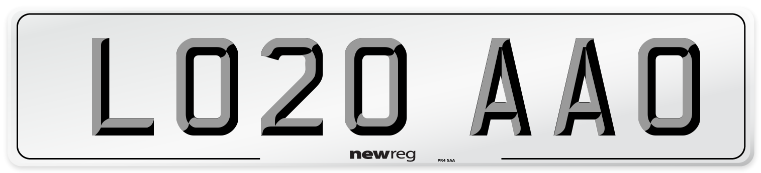 LO20 AAO Number Plate from New Reg